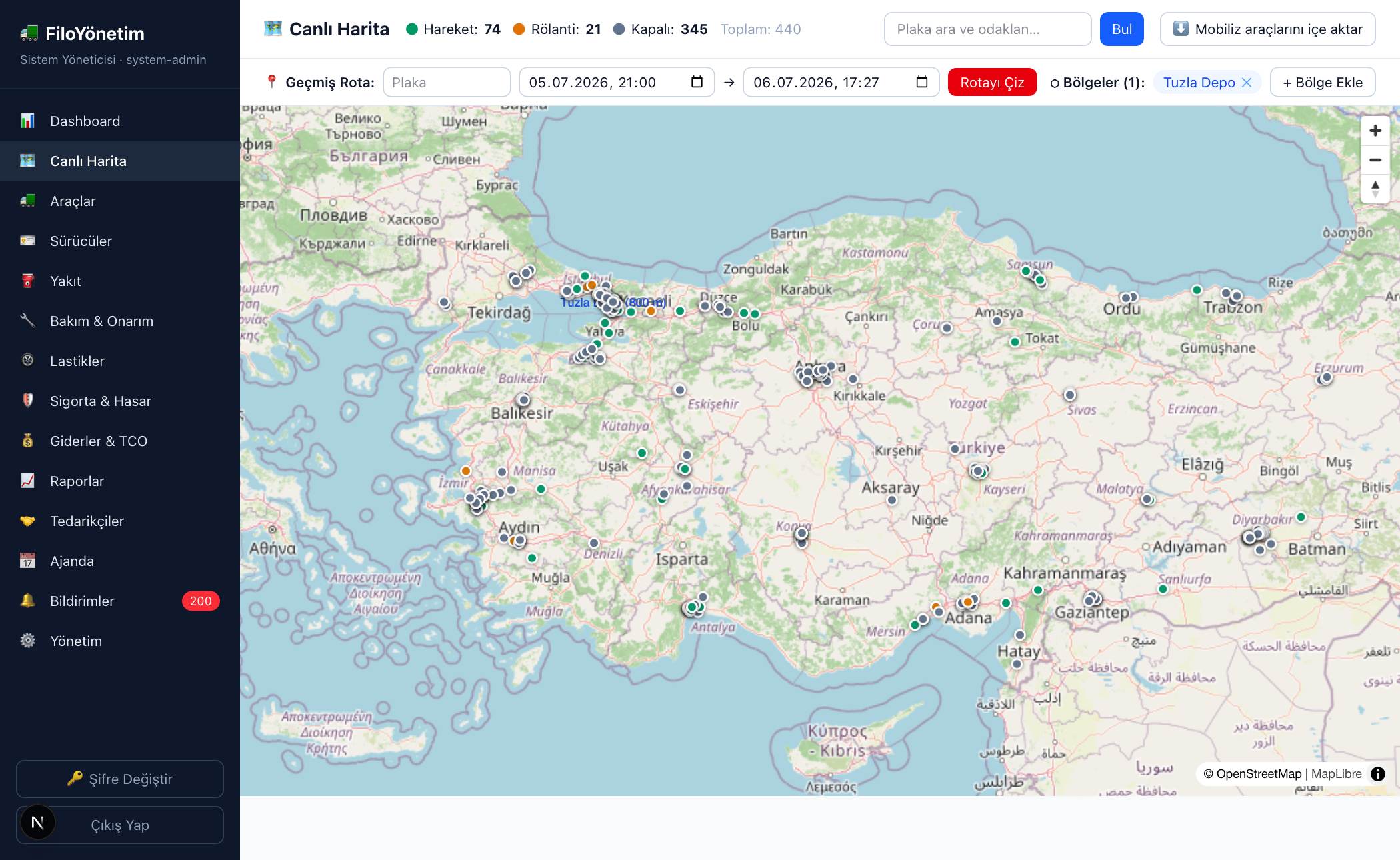Canlı harita: Türkiye genelinde 440 araç
